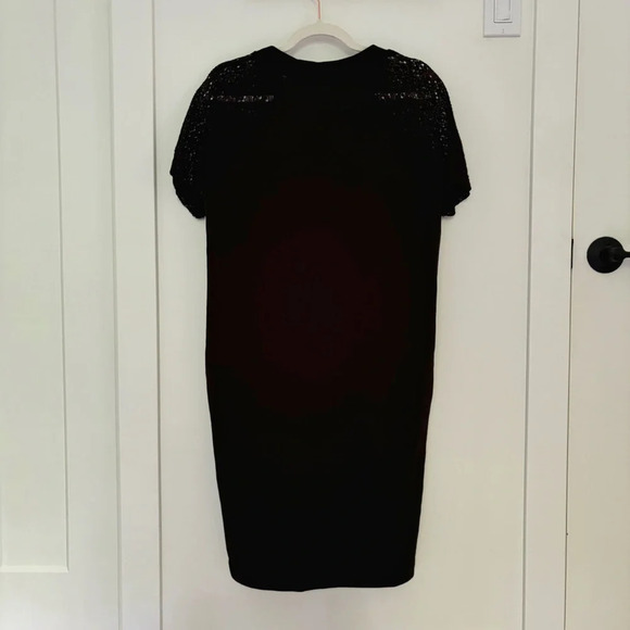 Love Moschino Black Sweatshirt dress love satin patch lace short sleeves Size 8 - Picture 6 of 8